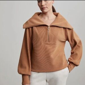 Varley Tan Zip-Up Sweatshirt